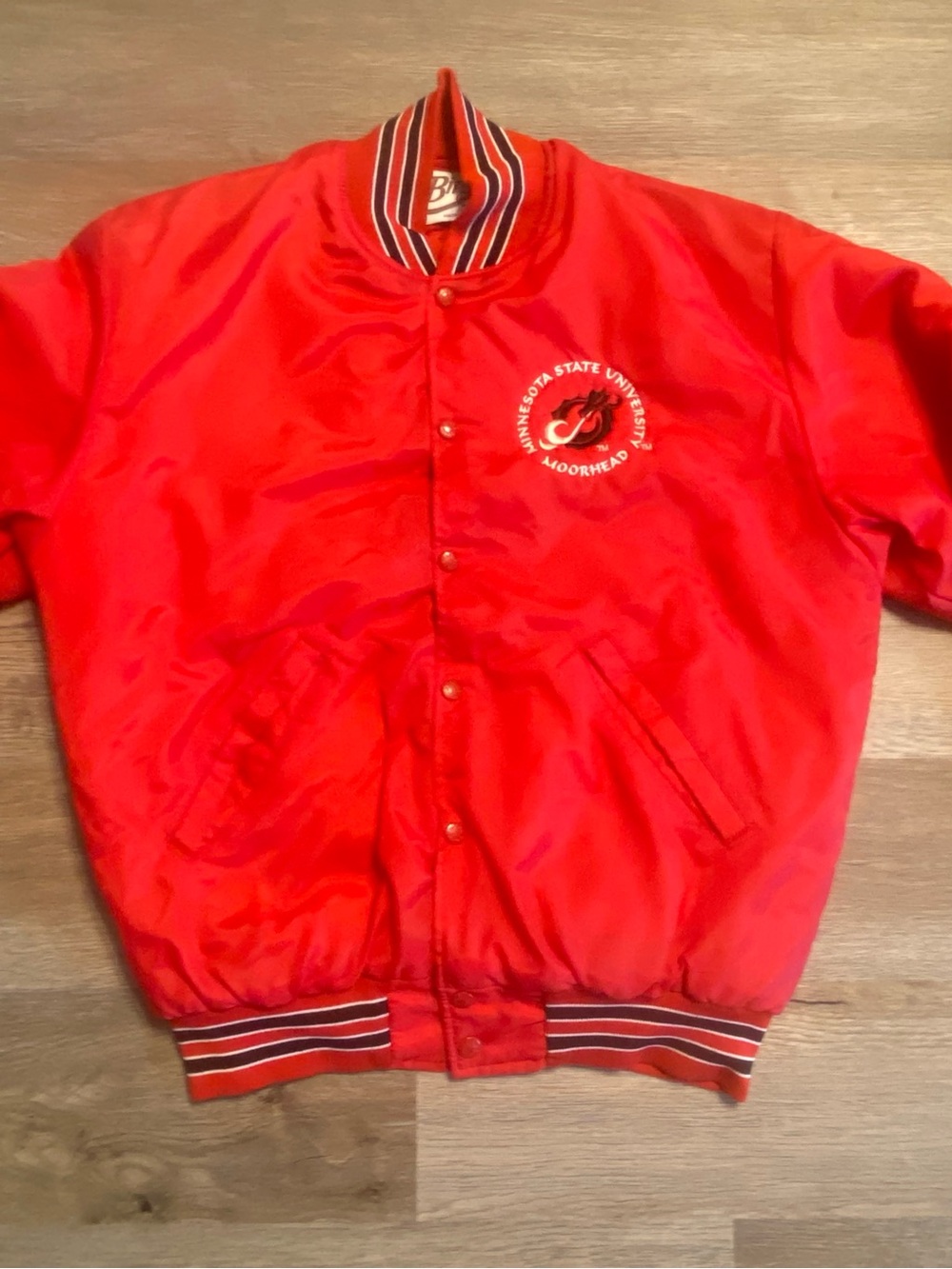 Vintage 80s Birdie Jackets Dragon Fire Red Satin Bomber Jacket Made in USA Small